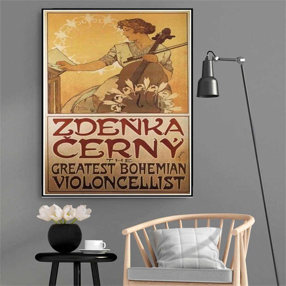 アルフォンス・ミュシャ、チェロ奏者ズデンカ・チェルナーのポスター アルフォンス・ミュシャ、チェロ奏者ズデンカ・チェルナーの